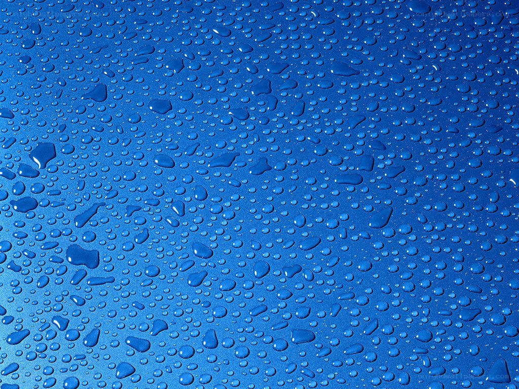 Water droplets on blue surface