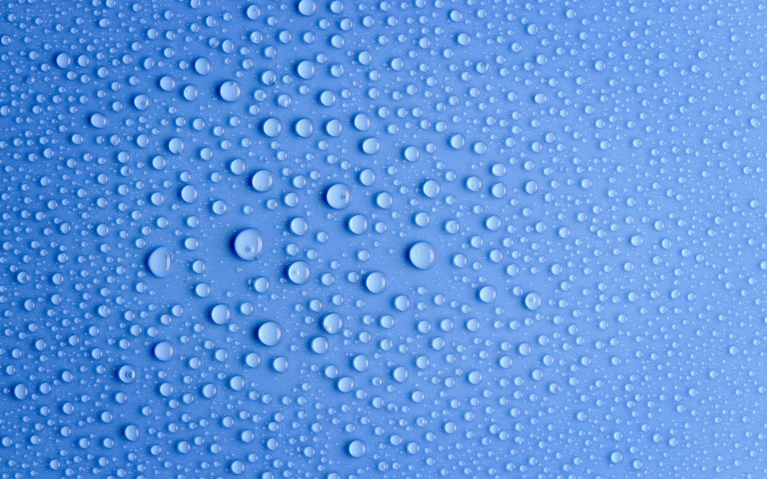 Water droplets on blue surface