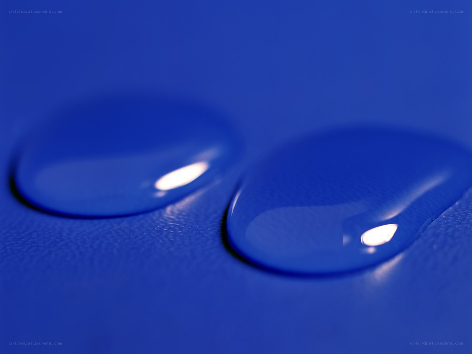 Water droplets on blue surface
