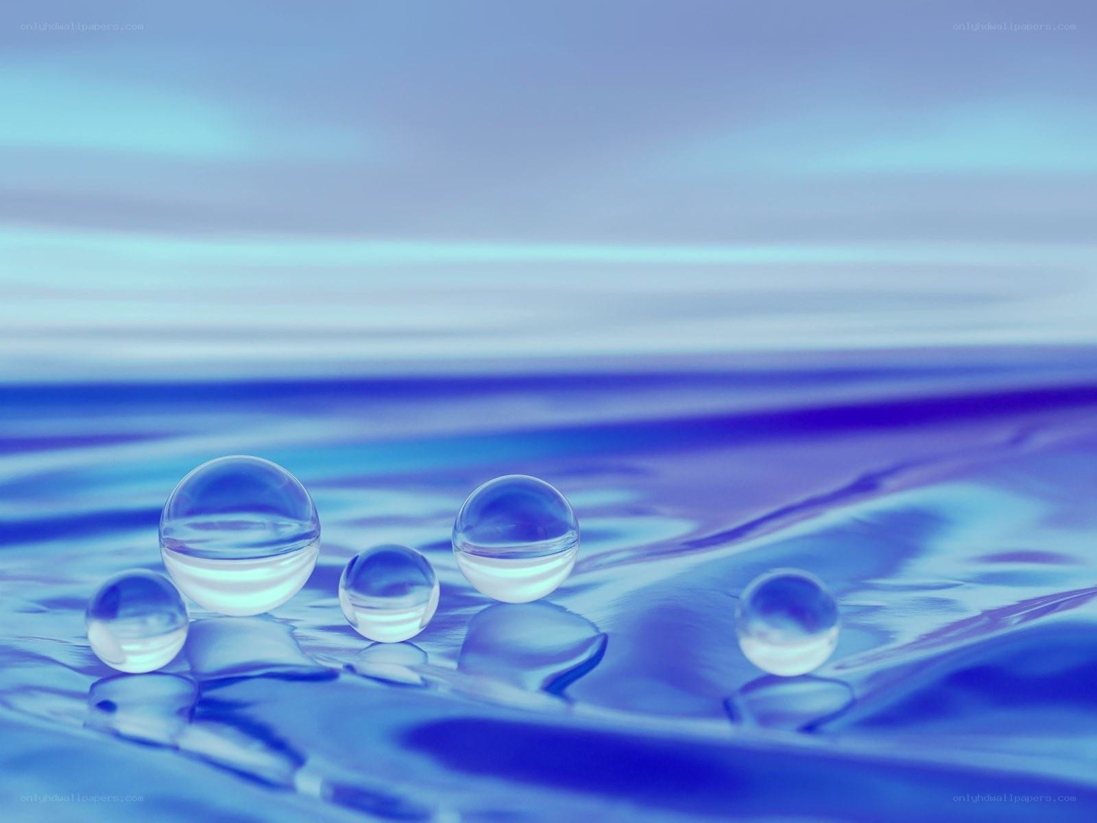 Water droplets on blue surface
