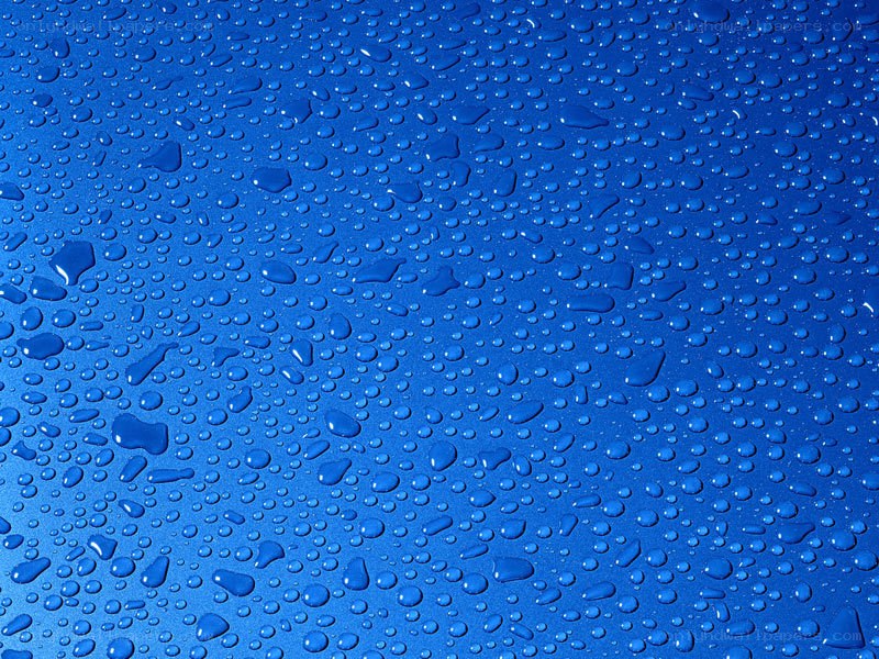 Water droplets on blue surface