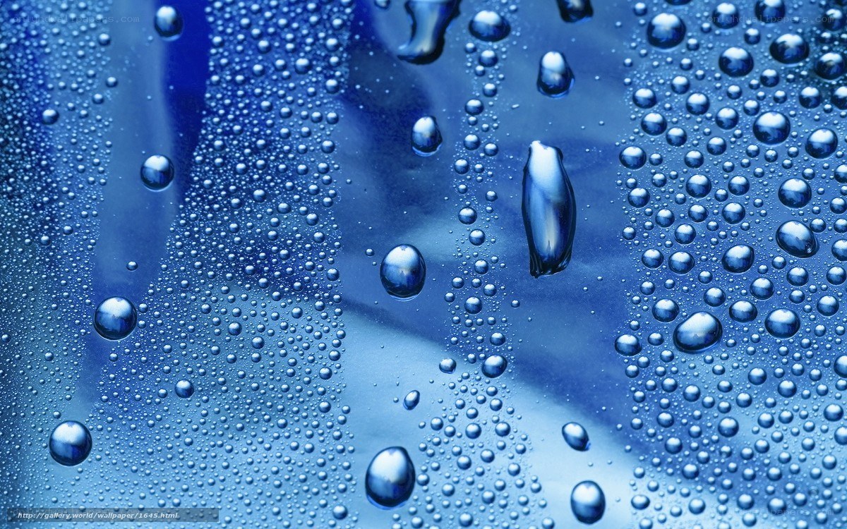 Water droplets on blue surface