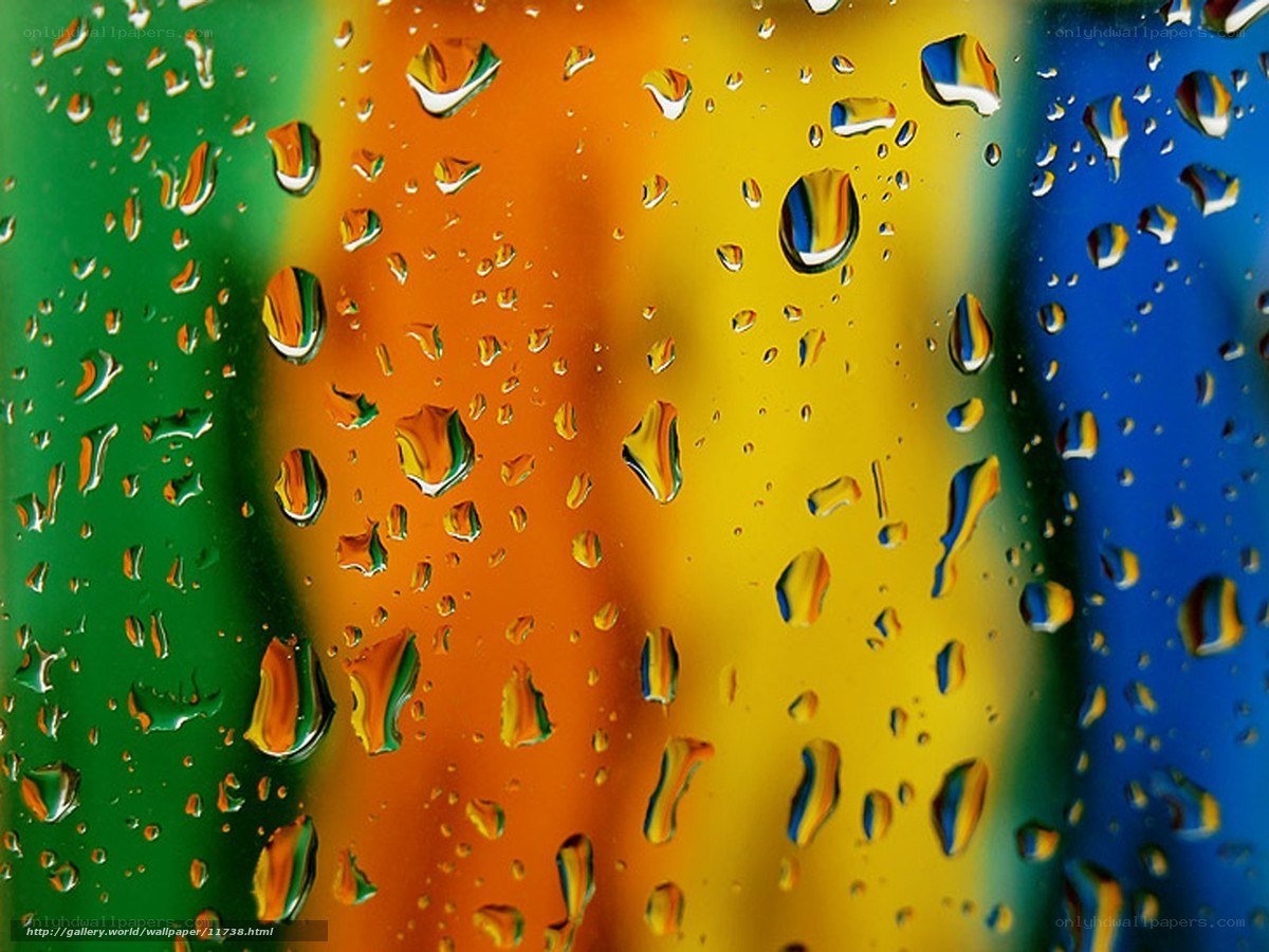 Water droplets on colorful glass