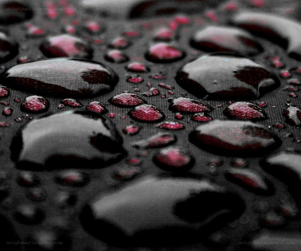 Water droplets on dark fabric