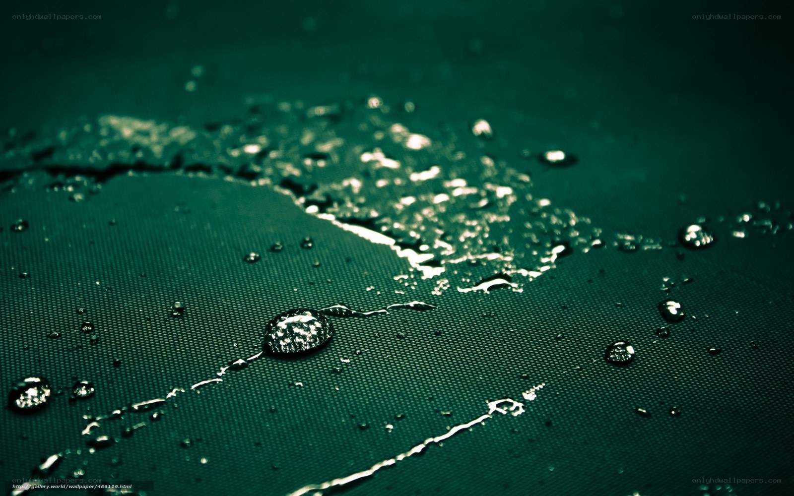 Water droplets on dark surface