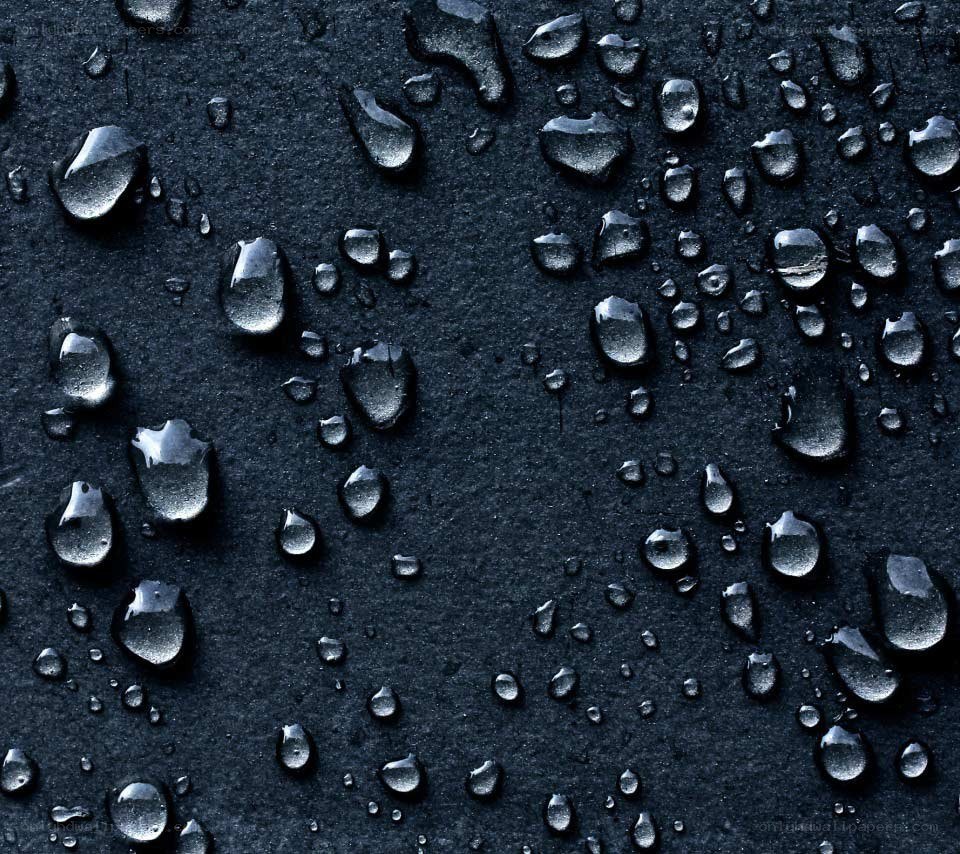 Water droplets on dark surface