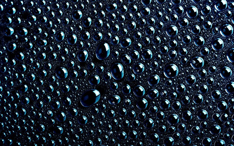 Water Droplets on Dark Surface — Blue, Calm