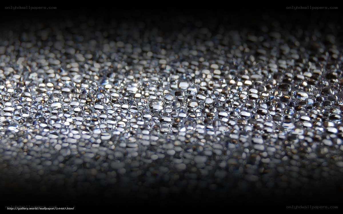 Water droplets on dark surface