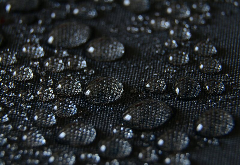 Water Droplets on Fabric — Black, Close-up