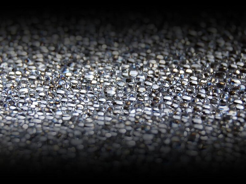 Water Droplets on Fabric — Black, Dramatic, Photograph, Silver