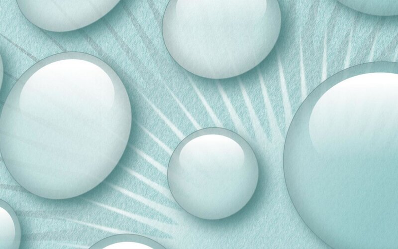 Water Droplets on Fabric — Light Blue, Calm, Digital Art