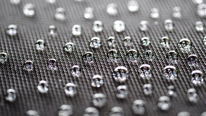 Water droplets on fabric surface