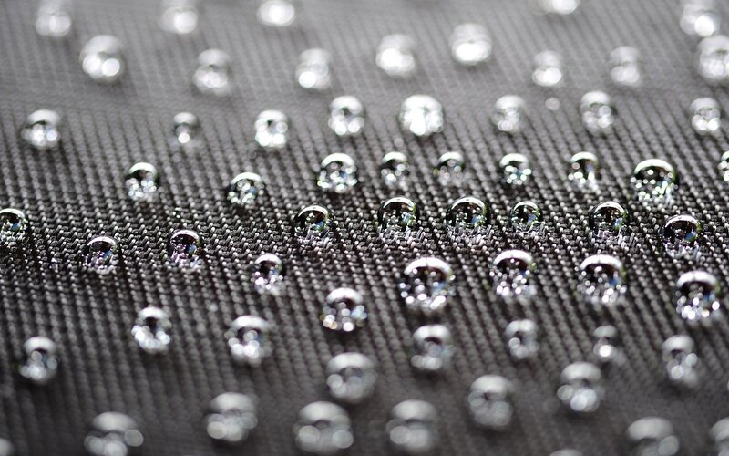 Water droplets on fabric surface