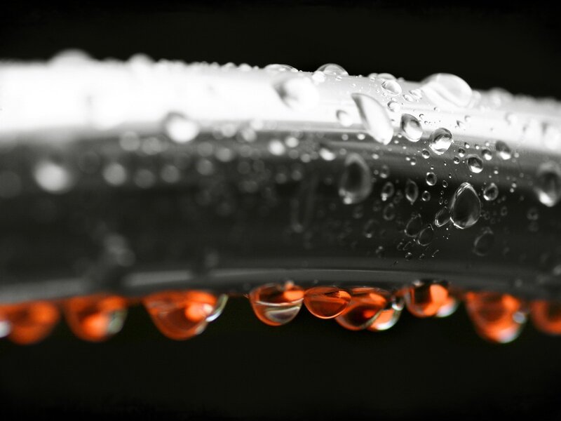 Water Droplets on Glass — Black, Dramatic