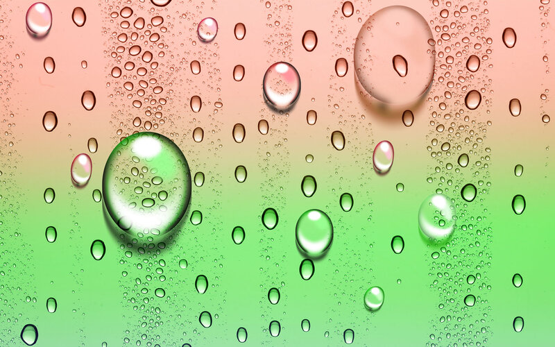 Water Droplets on Glass — Green