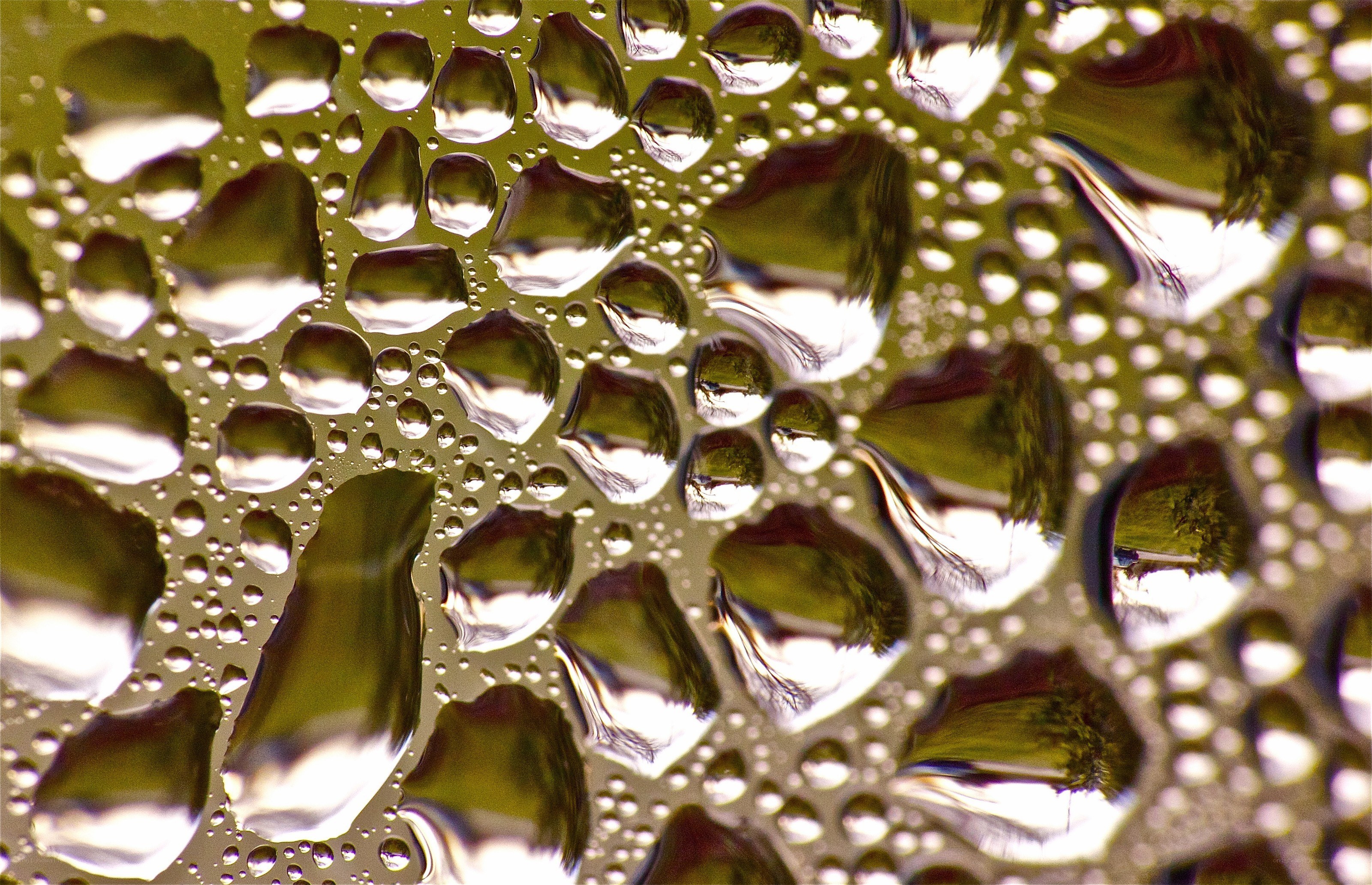 Water droplets on glass surface