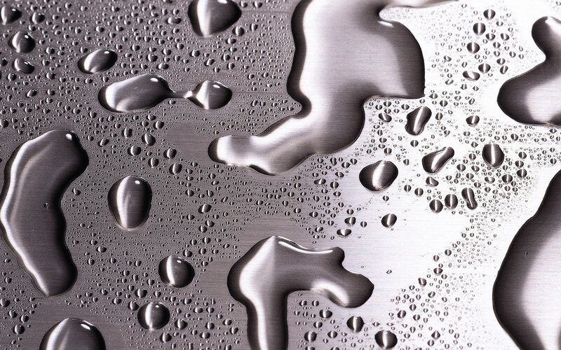 Water Droplets on Metal — Calm