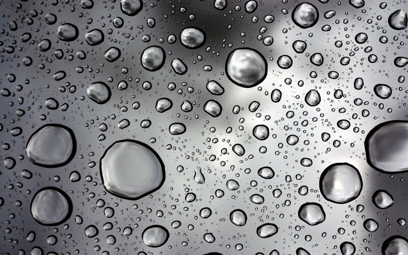 Water Droplets on Metal — Gray, Calm, Photograph