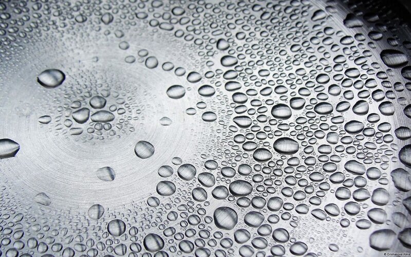 Water Droplets on Metal — Silver
