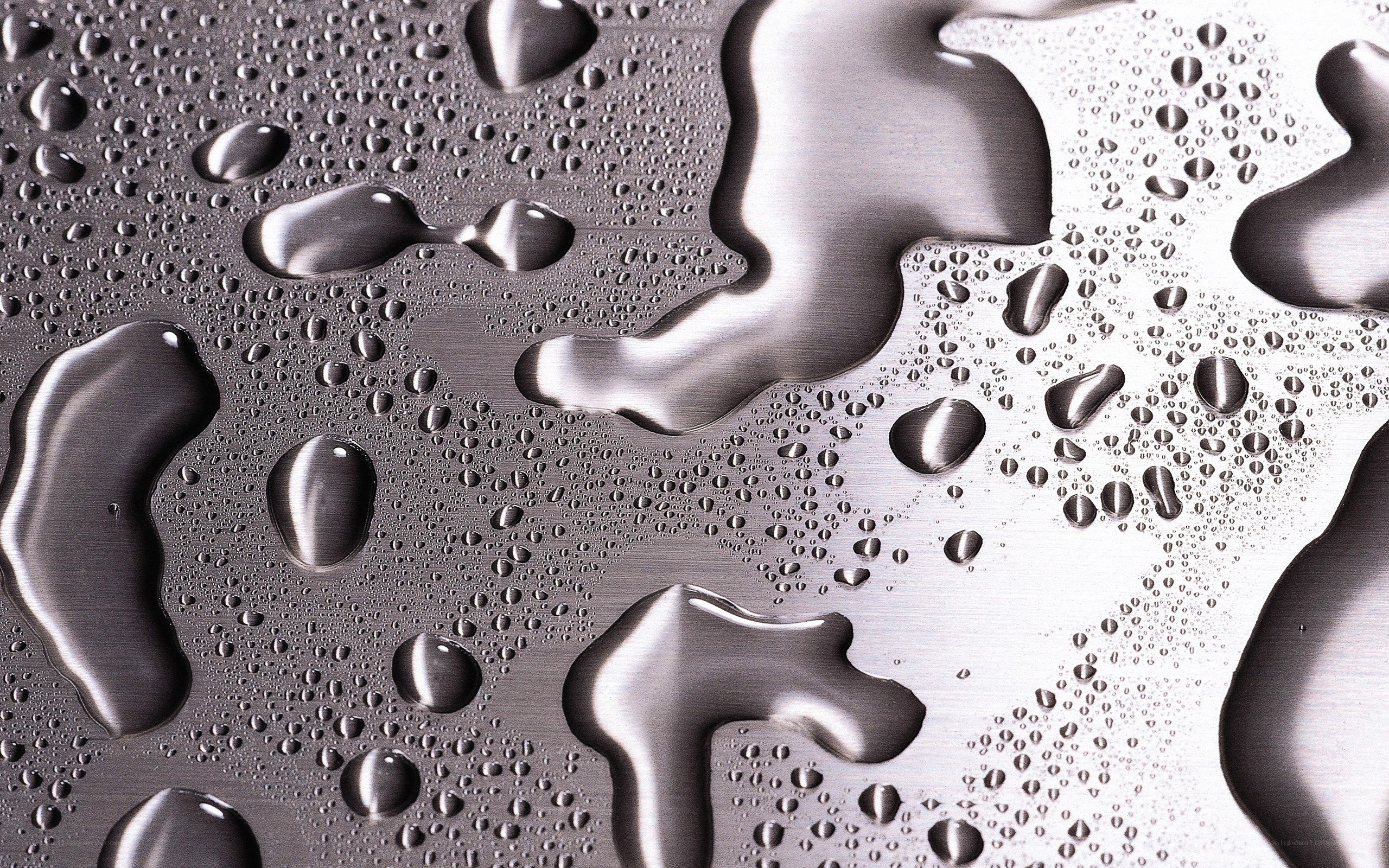 Water droplets on metal surface