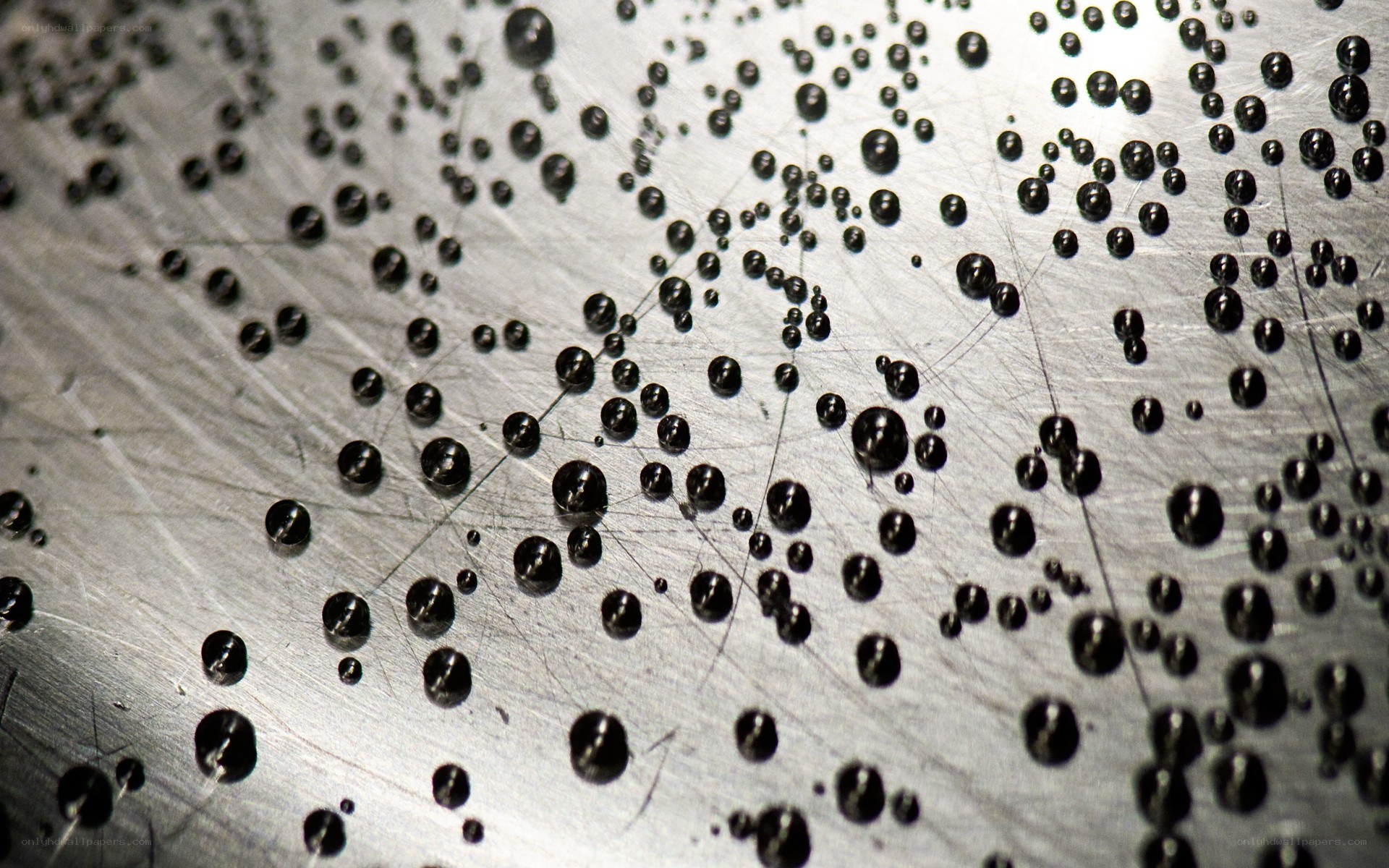 Water droplets on metal surface