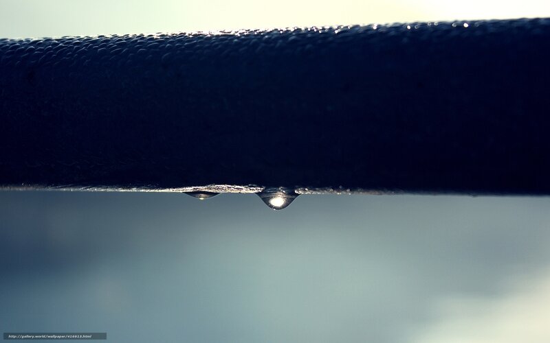 Water Droplets on Rail — Blue