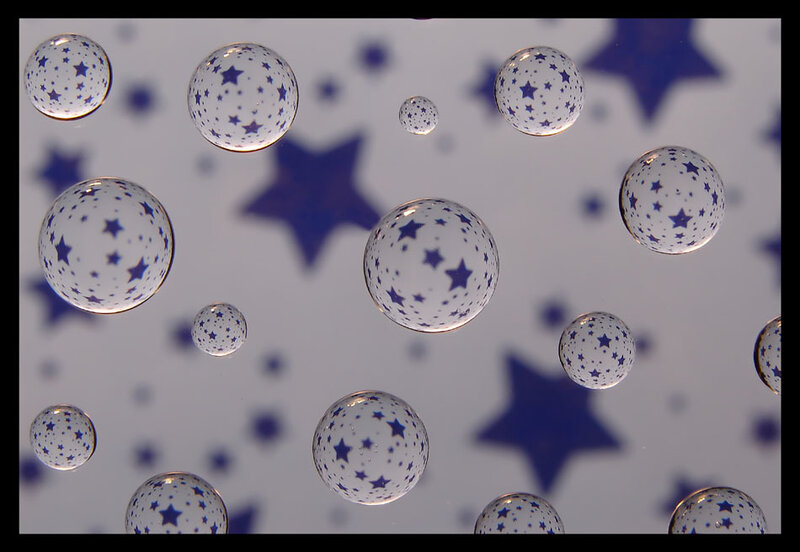 Water droplets on star pattern