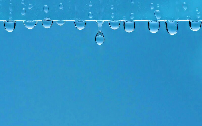 Water Droplets on Surface — Blue, Calm, Photograph, Droplet