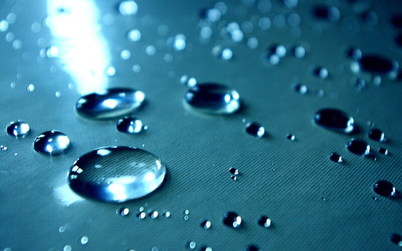Water Droplets on Surface — Blue, Calm, Photograph, Light