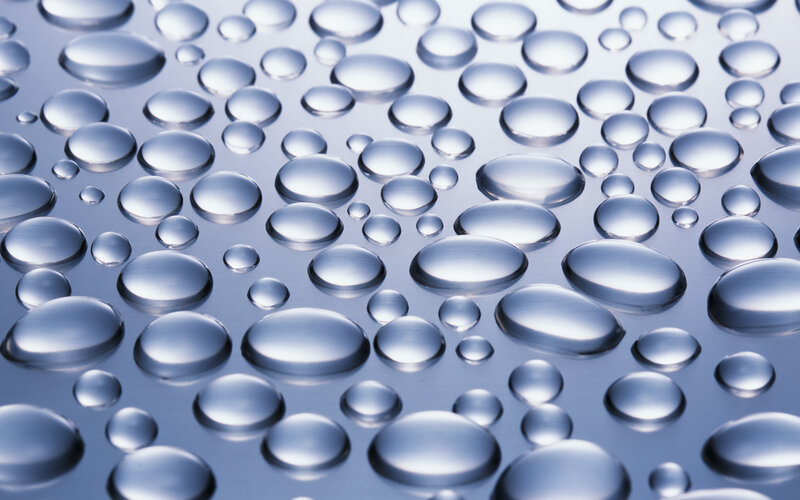 Water Droplets on Surface — Blue, Calm, Photograph