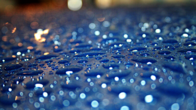 Water Droplets on Surface — Blue, Calm
