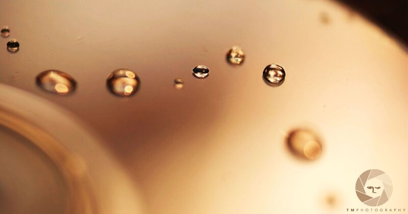 Water Droplets on Surface — Gold, Calm