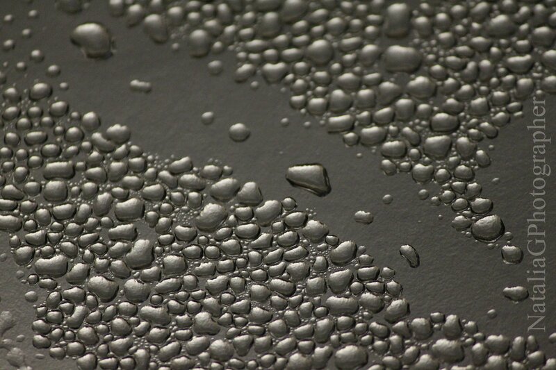 Water Droplets on Surface — Gray