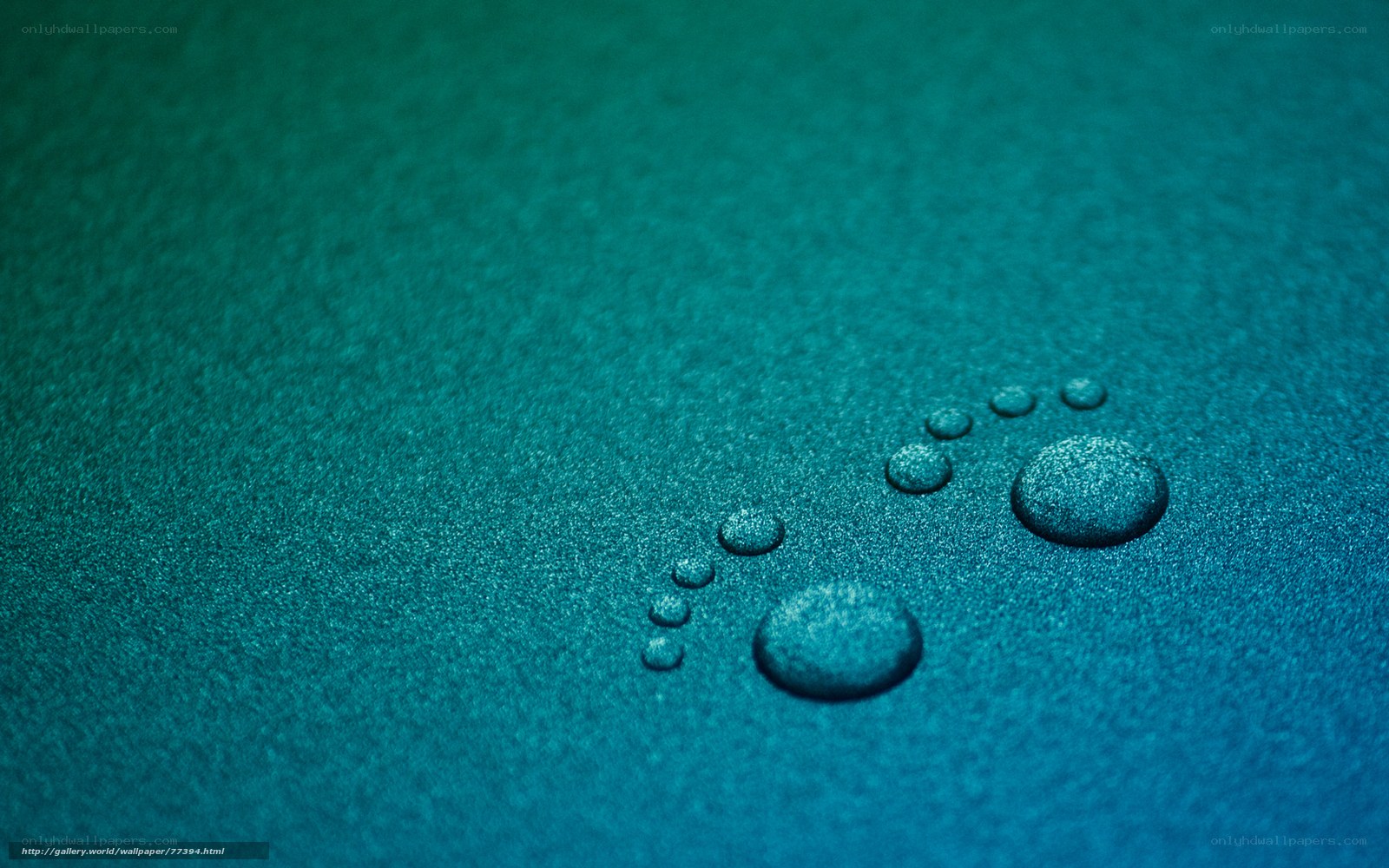 Water droplets on teal surface