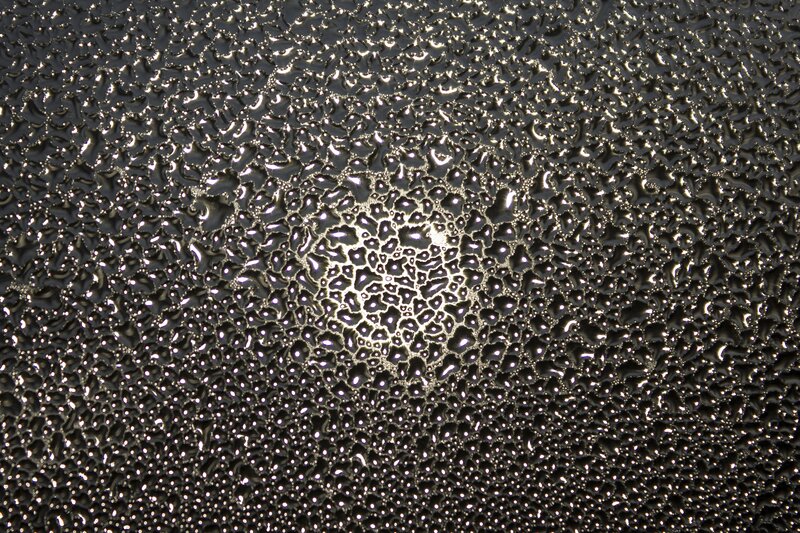 Water droplets on textured surface
