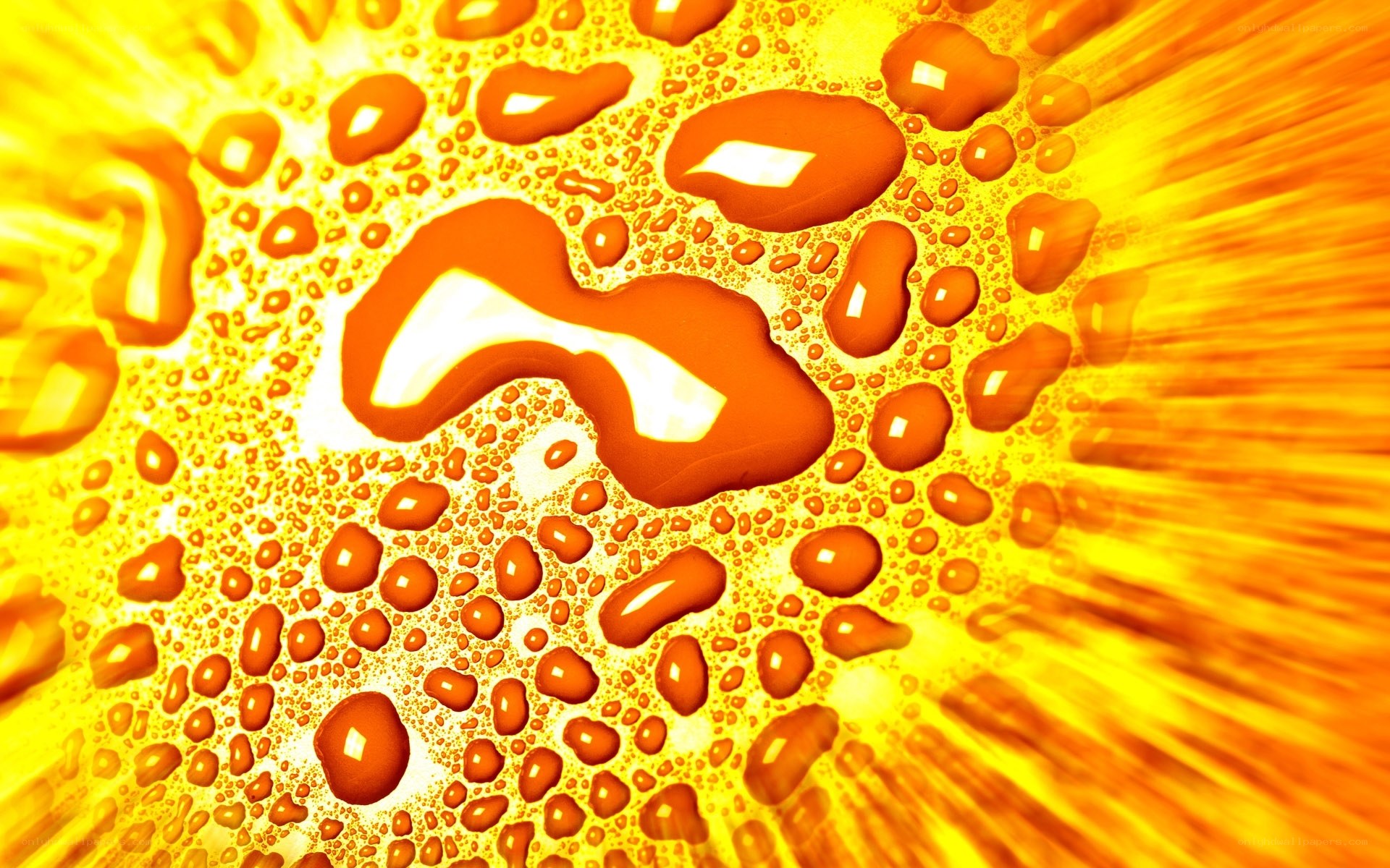 Water droplets on yellow surface