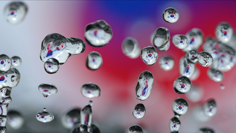 Water Droplets with Flag