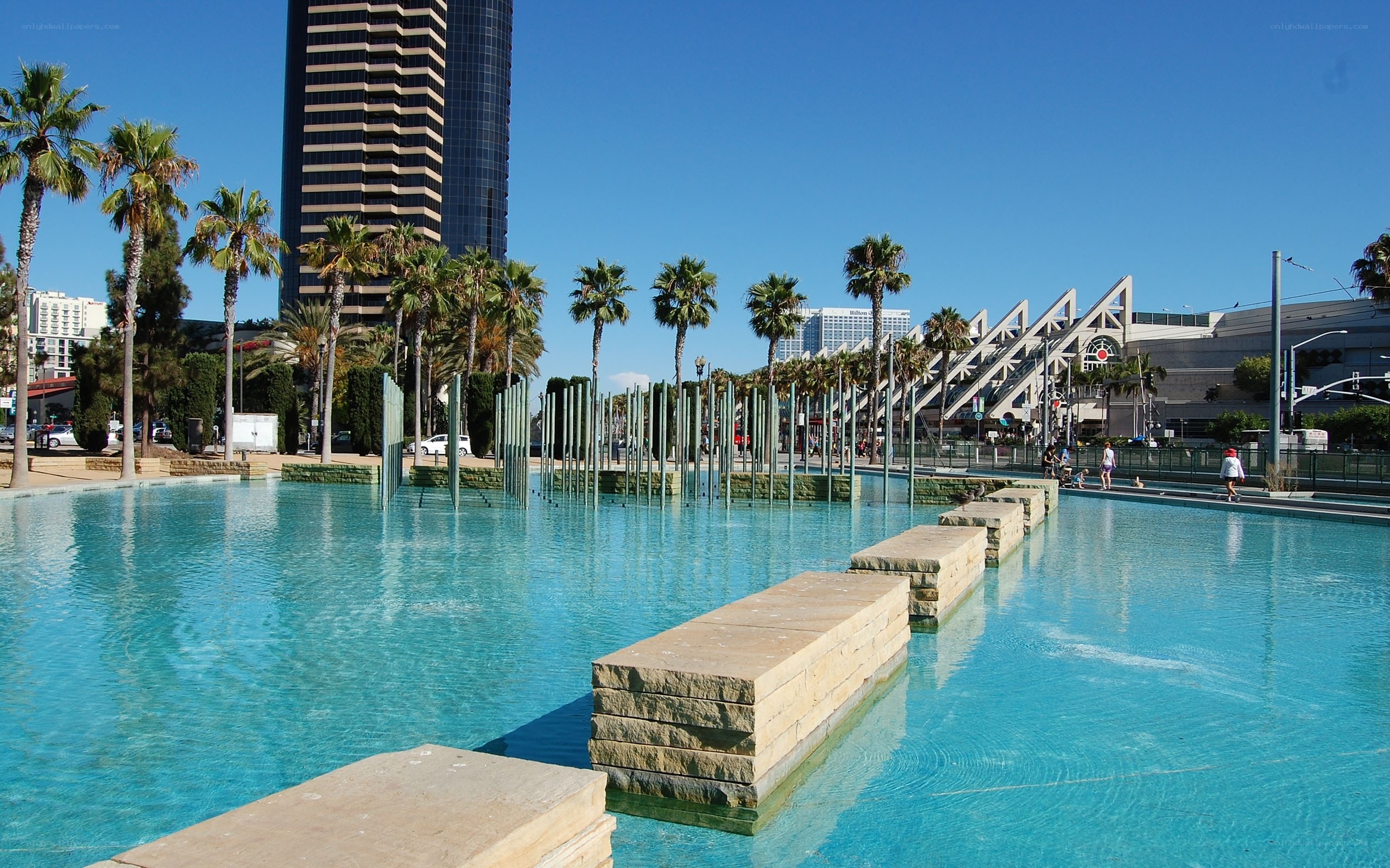 Water feature in urban park