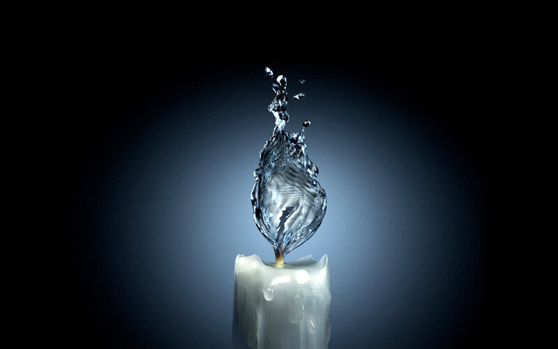 Water flame candle