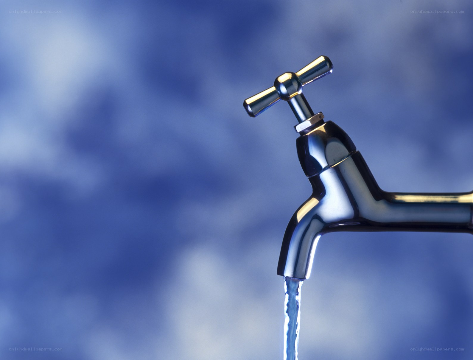 Water flowing from a faucet