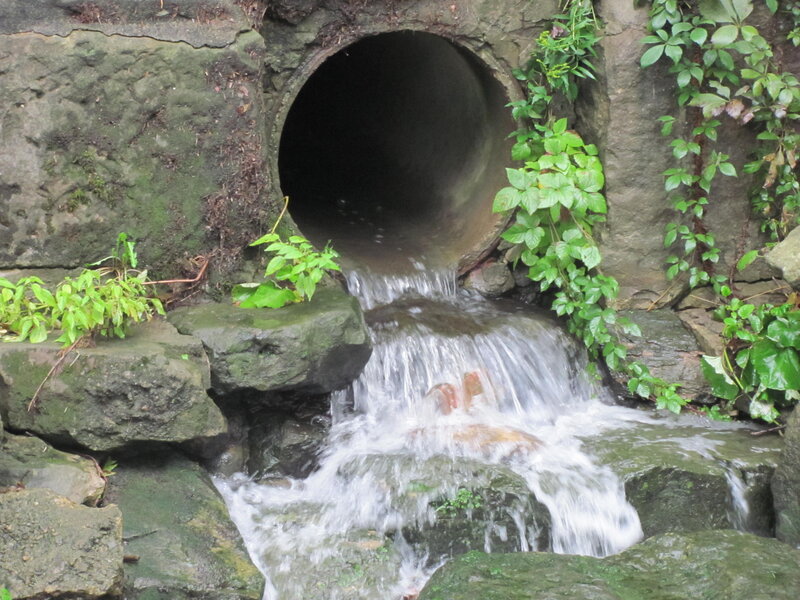 Water Flowing from Pipe — Green, Natural