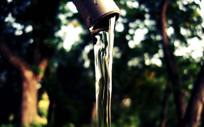 Water Flowing from Pipe — Green, Serene