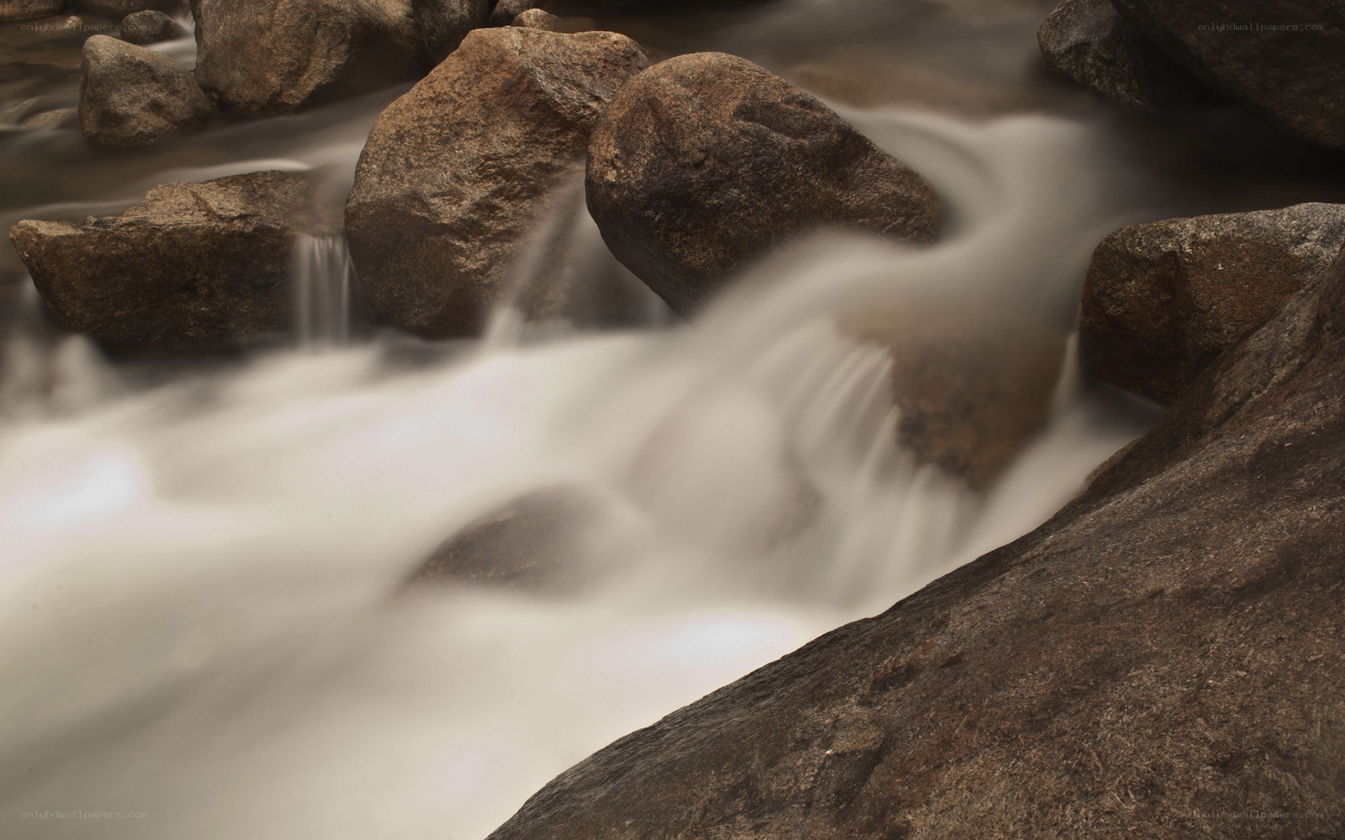 Water flowing over rocks