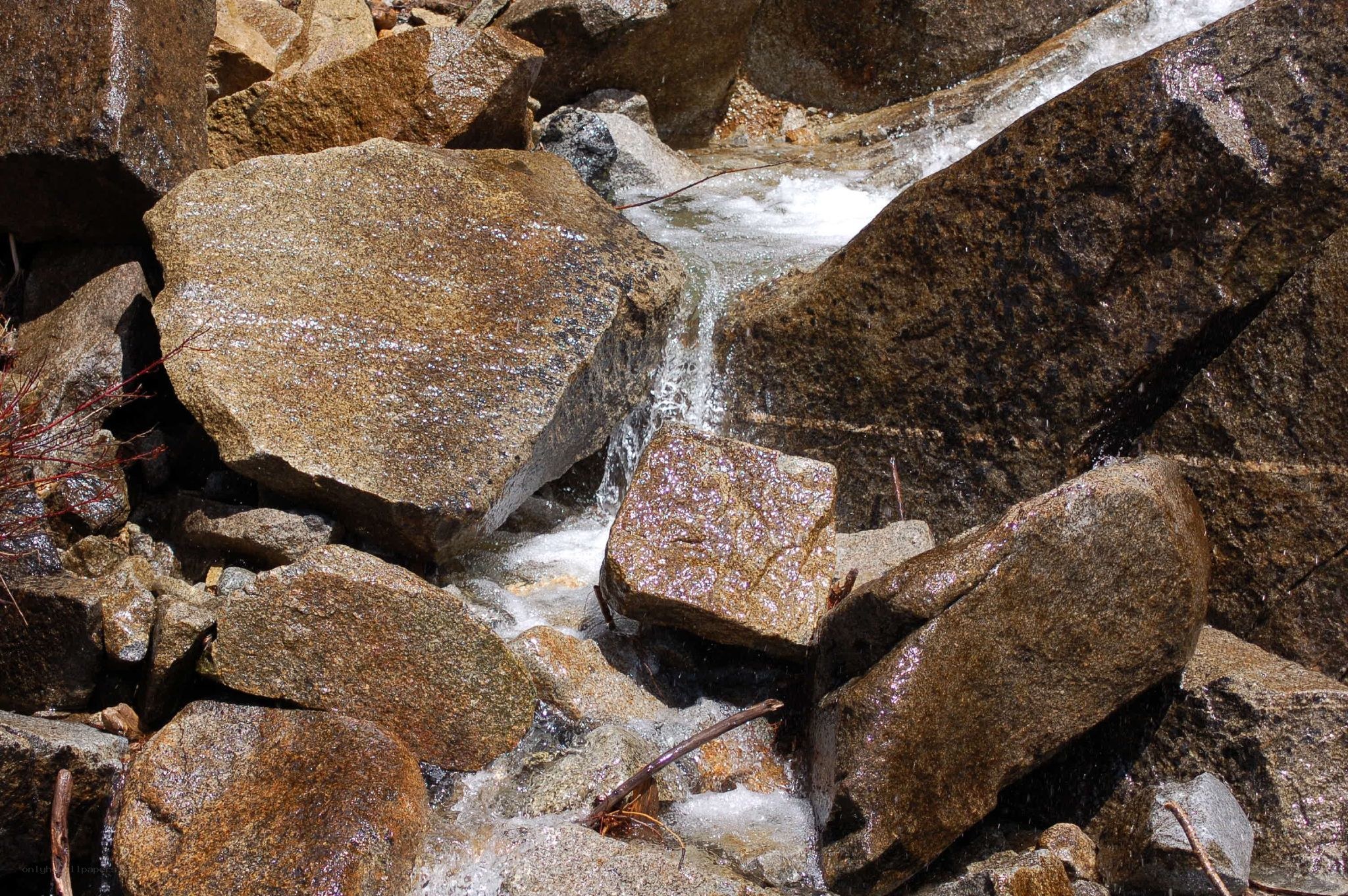 Water flowing over rocks