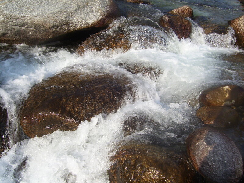 Water flowing over rocks