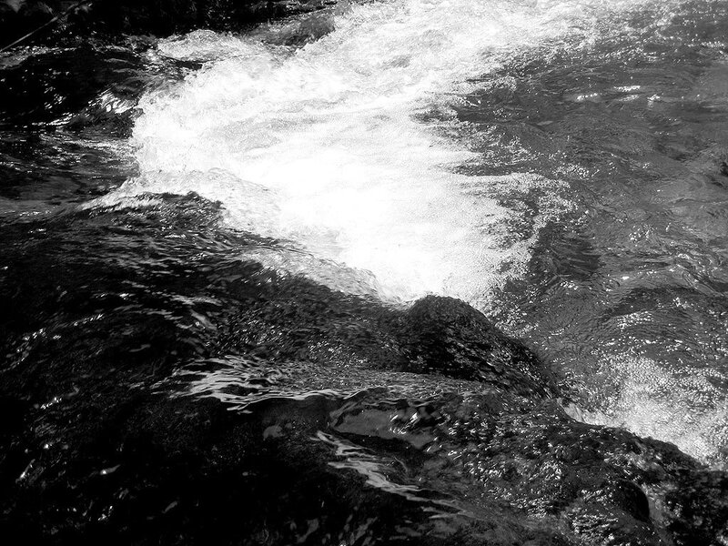 Water flowing over rocks