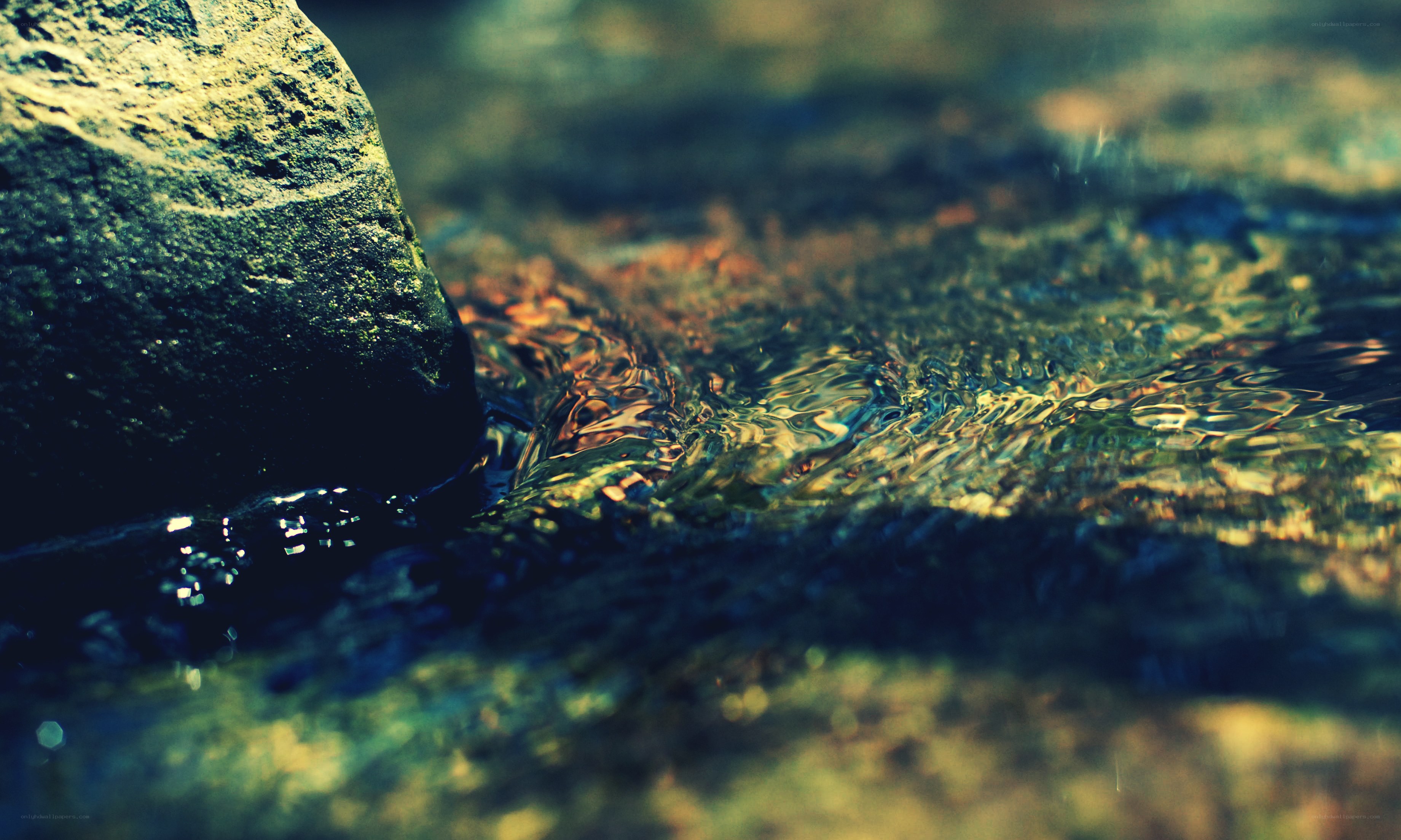 Water flowing over rocks