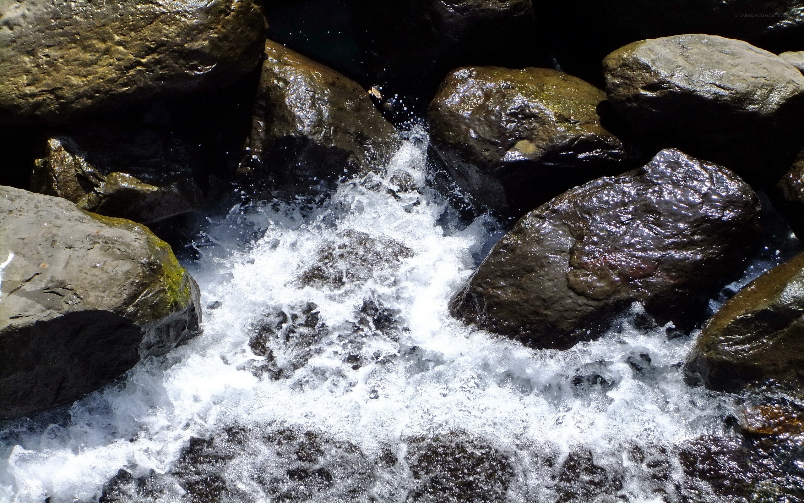Water flowing over rocks