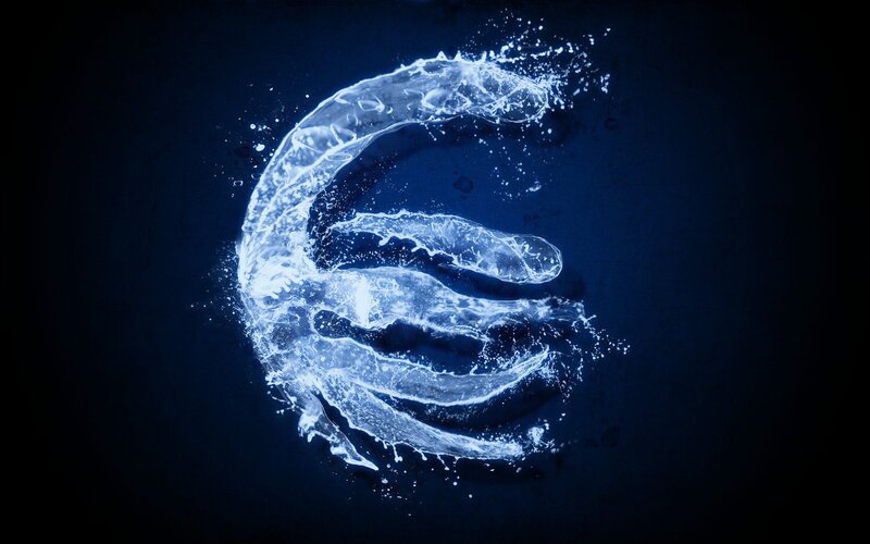 Water-formed letter E