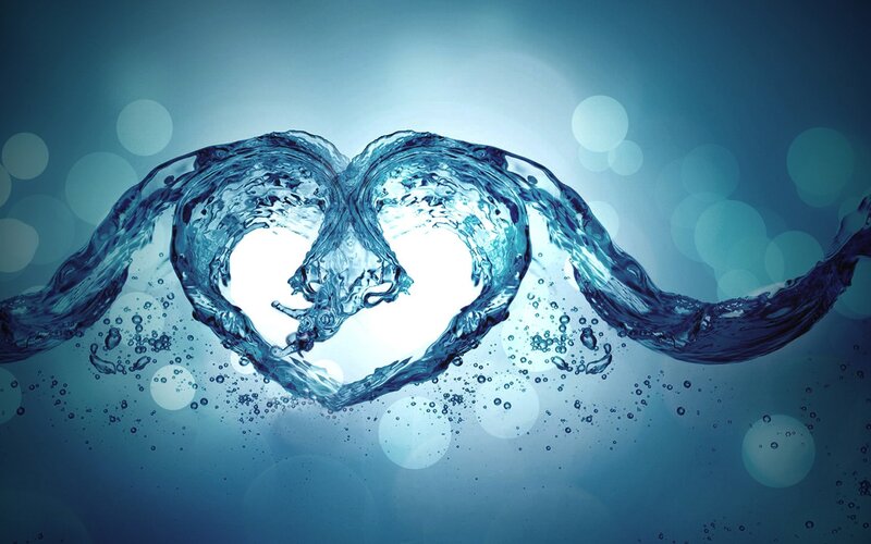 Water forming a heart shape